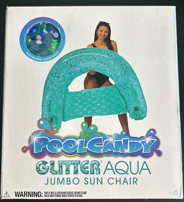NEW Pool Candy Glitter GLITTER AQUA JUMBO SUN CHAIR