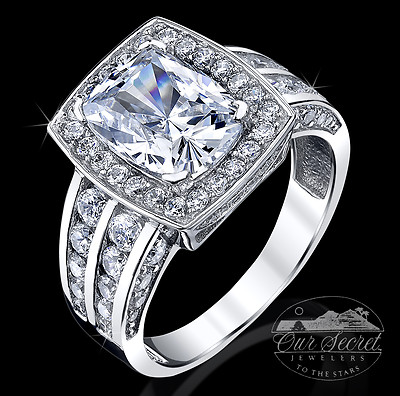 3 Ct Strahlender Halo Deko Stilvolles Ring Oben Cz Imitation Moissanit Ss .925