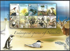 Namibia - species protection miniature sheet stamped 2010 Mi. 1326-1335