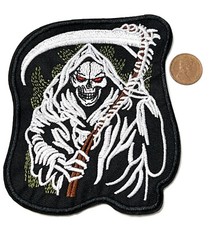 Skull Reaper Embroidered Patch Iron-On Grim Skull Reaper Appliqu  NV-19