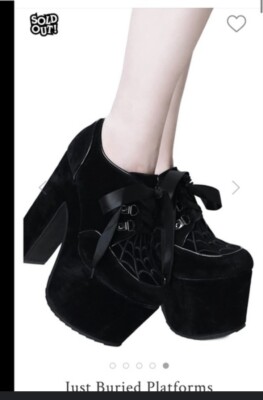 Killstar Just Buried Velvet Platforms US8 BNIB