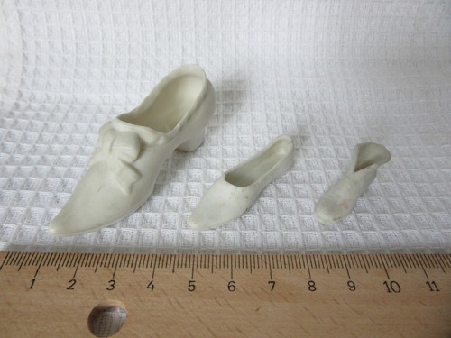 Antique German Bisque cake topper job lot shoes theme 3 items