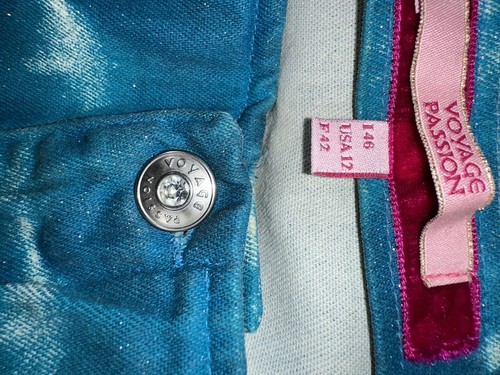 Rare Voyage Passion Size 12 Multicolor Embroidered Tie Dye Flared Jeans - Picture 9 of 14