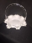 Vintage Fenton Silver Crest Ruffle Rim Bowl with Handle 8" White Milk Glass