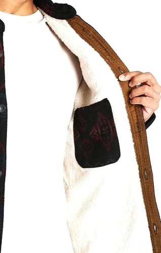 Chaqueta Camisa de Franela Forrada Sherpa Mezcla de Lana Jachs Para Hombre Negra XXL Nueva con Etiquetas - Imagen 4 de 4