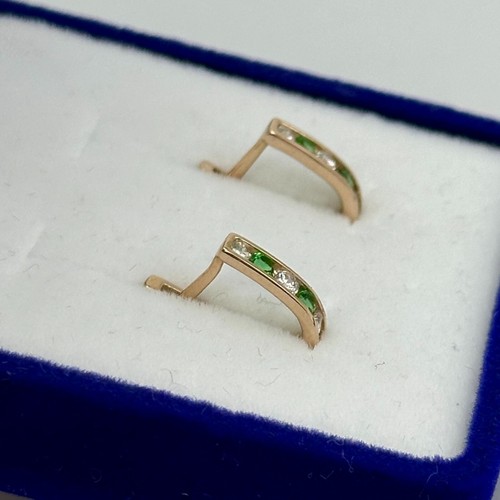 Tiny Vintage Original Rose Gold 585 14k Baby Earrings with Cubic Zirconia 1,05 g - Picture 4 of 11