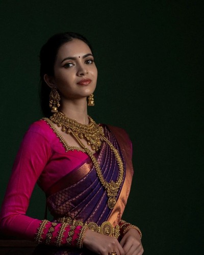 Designer Sari Bollywood Braut Seiden-sari Bluse South Indian Ethnisch Fertige - Bild 7 von 13