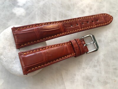 20mm/16mm Brown Alligator Crocodile Embossed Leather Watch Strap Band