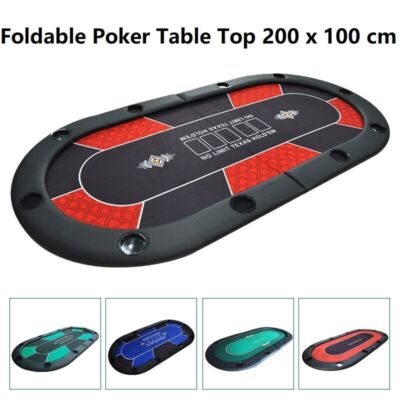 Portable Foldable Oval Poker Table Top Texas Hold'em Poker Table Mat ...