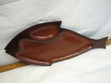 Haiti Mahogany Wood Fish Tray Serving Bowl Pantalcraft Tiki Ocean
