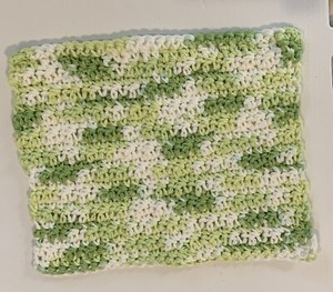 Dish Cloth - Crochet  Green/White - Free shipping eligible