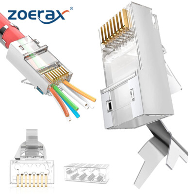 ZoeRax RJ45 Cat7 & Cat6A Pass Through Connectors RJ45 Modular Plug 50UM - 50pcs