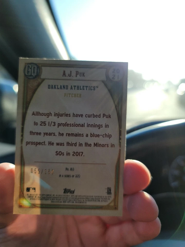 2021 Gypsy Queen (Topps) "AJ PUK" Blue Parallel #183, 059 /150 - Image 2 of 3