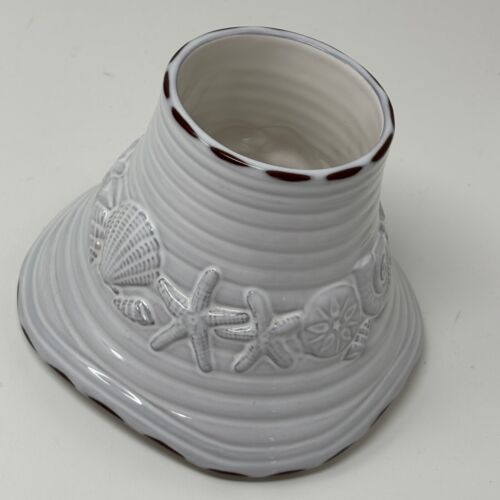 Yankee Candle großer Keramikschirm hellgrau Sea Life Seestern Muscheln Sand Dollar - Bild 4 von 9