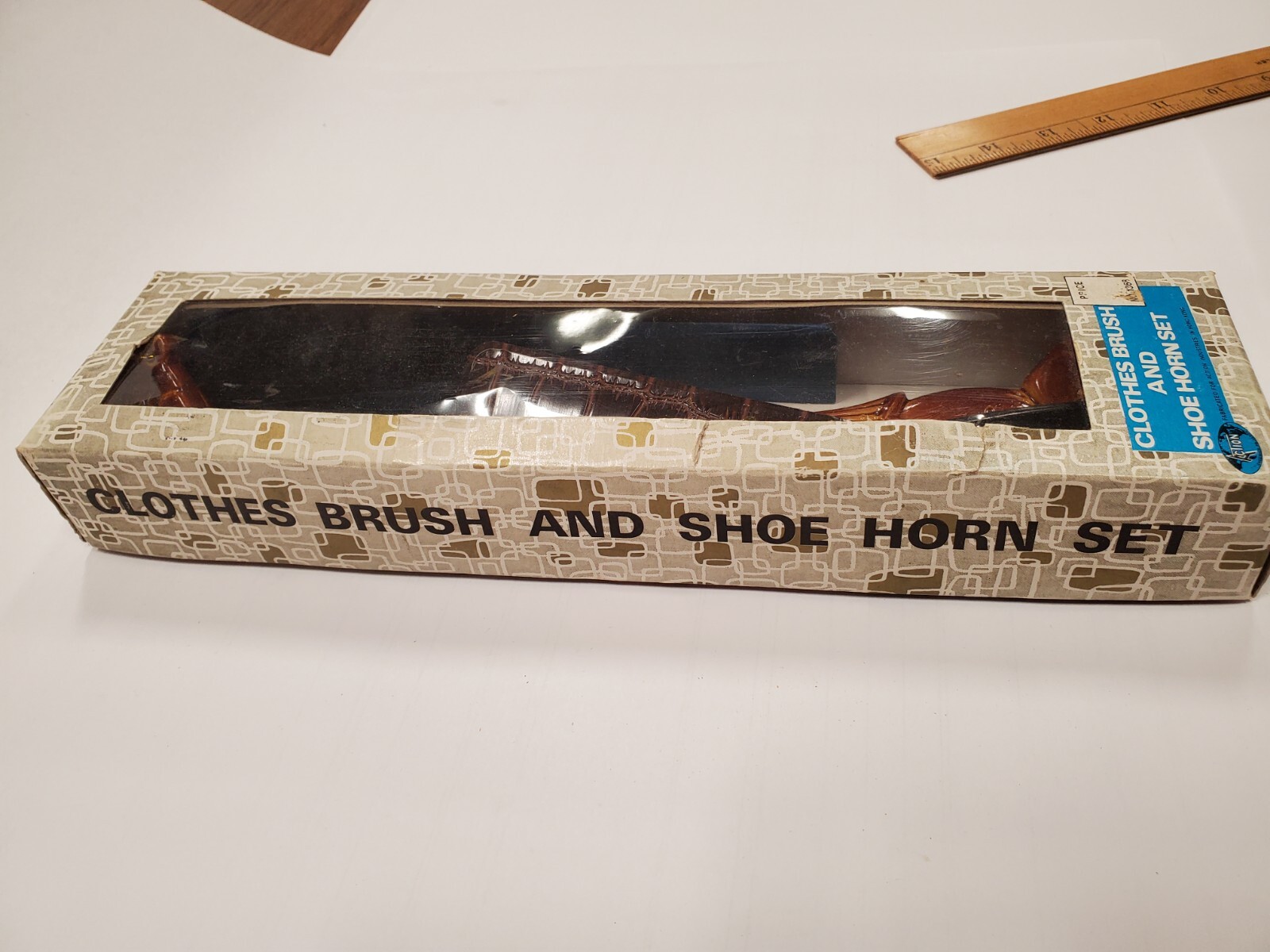 Vintage Horse Head Bamboo Shoe Horn & Lint Clothing Brush Set Equine Grooming