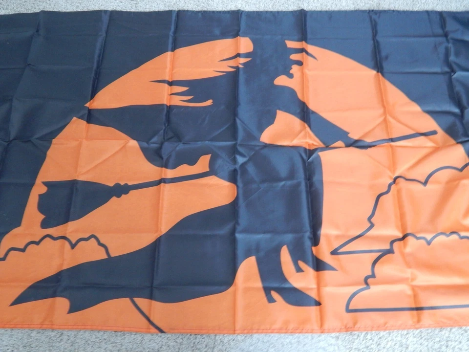 FELIZ HALLOWEEN BRUJA 3X5 PIES DECORACIÓN DE TEMPORADA BANDERA POLIÉSTER CASA EXTERIOR NARANJA Foto 3 de 4