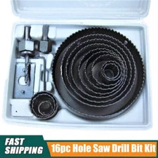 USA 16 Set Hole Saw Cutter Set 3/4" - 5" Wood Plastic Sheet Metal Drill Bit Kit/