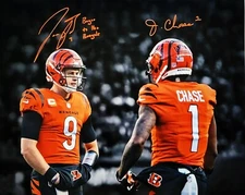 JOE BURROW & JA'MARR CHASE CINCINNATI  BENGALS Autographed Signed 8x10 Photo RP