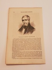 Portrait of William Henry Harrison US President c. 1854 Engraving 