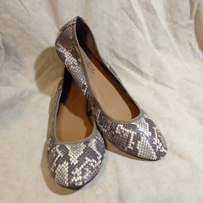   Falls Creek  Ballet sz 9 M Brown Snakeskin Pattern Leatherette; Nice!