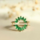 2Ct Marquise Lab Created Emerald Enhancer Ring Guard 14k Yellow Gold Plated