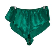 Victorias Secret VTG Lingerie Shorts Pantie Bright Green High Cut Satin M 90s