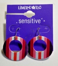 Limited Too Earrings Sensitive Pierced Sensitive Round Fun Stripe New