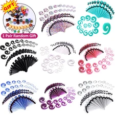 54PCS Ear Taper Stretching Gauges Kit 14G-00G Spiral Taper Plugs Body Piercing