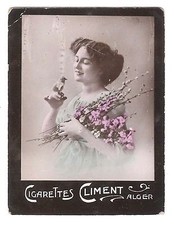 Cigarettes Climent Algeria Cigarette Tobacco Card Fancy Base Bird Girl Flowers