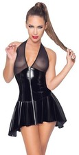 Abito Vinile Nero Powernet Halter Neck Zip Black Level