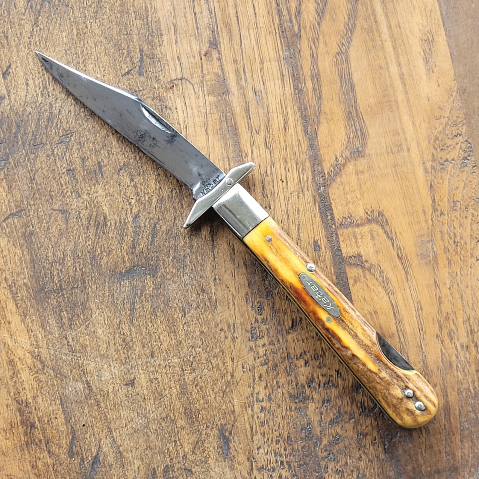 Vintage Kabar Swing Guard Stag Folding Hunter Lockback Knife USA Rare