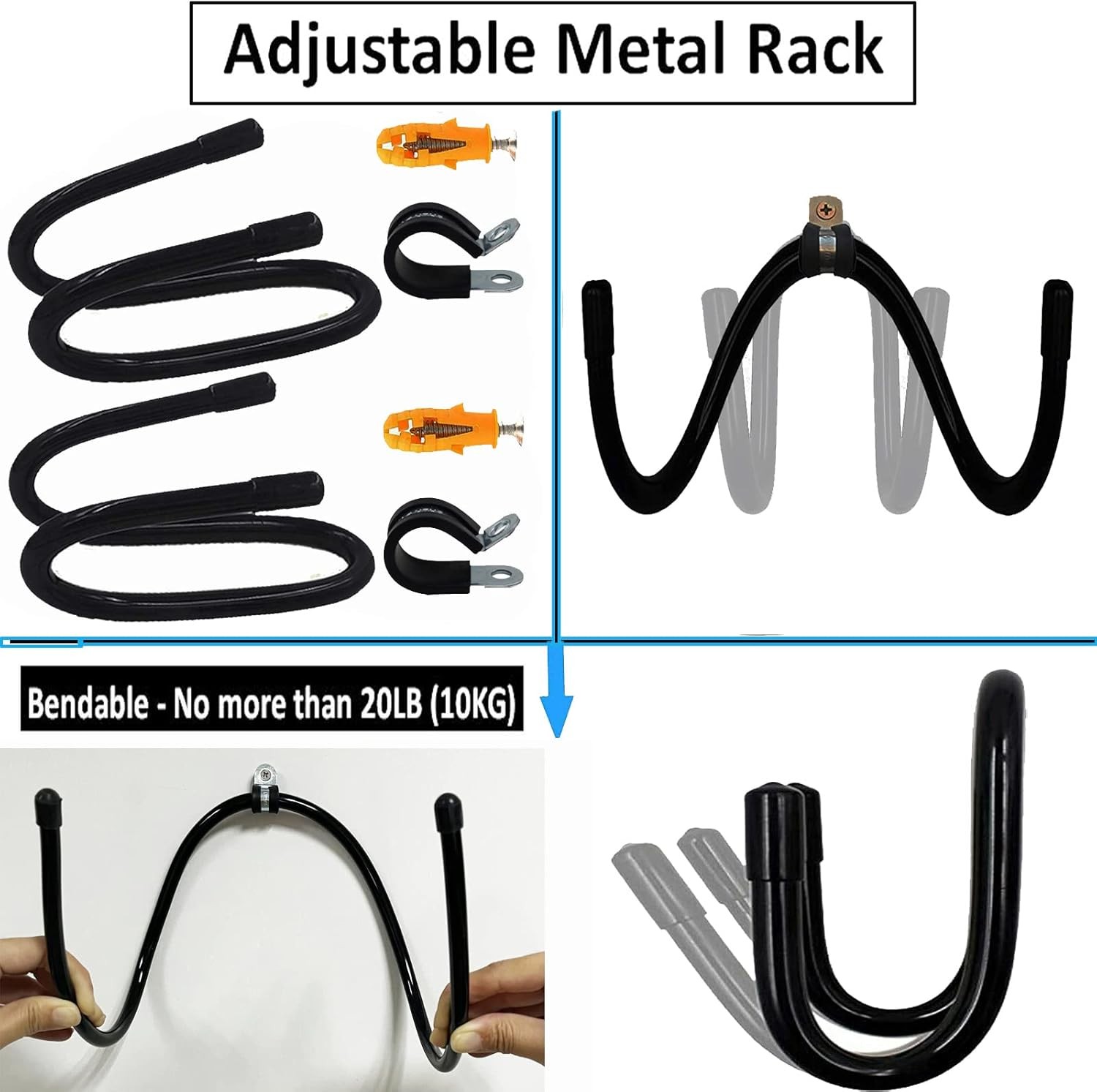 Pmsanzay 2 Pack Hose Hanger,Metal Holder Wall Mount, Hook for Black 