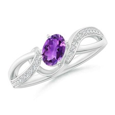 925 Sterling Silver Amethyst Stone Prong Solitaire with Accents Sister Ring US 7
