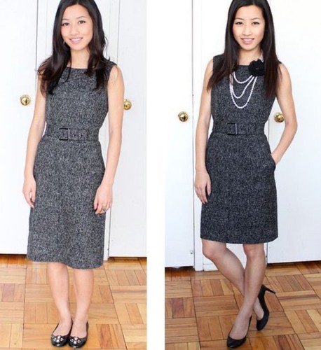 BANANA REPUBLIC Grey Tweed Belted Wool Blend Sleeveless Sheath Dress Women’s 10 - Picture 4 of 18