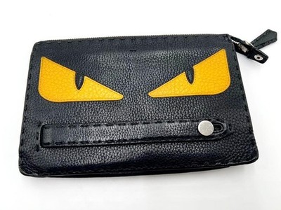 FENDI ケース　ブラック/イエロー Fendi Monster Bag Bugs Eye Clutch Black Yellow Selleria Leather