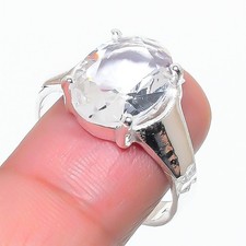 White Topaz Gemstone 925 Sterling Silver Jewelry All Size Ring For Gift