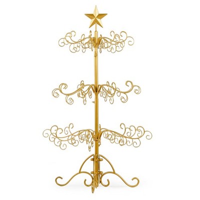 3/6 FT Wrought Iron Christmas Tree Gloden/Black w/ Star on Top (No Accessories)