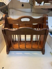 Vintage Wooden Wood Magazine Rack Holder MCM Spindles 