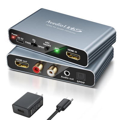 HDMI ARC Audio Extractor 4K60Hz, HDMI ARC Adapter to Optical/SPDIF RCA 3.5mm AUX