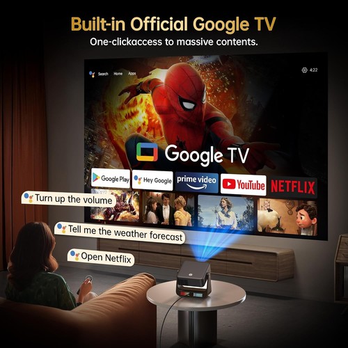 【Buit-in Google TV & Voice Control】4k Smart Projector with WiFi 6 and Bluetooth - Picture 2 of 9