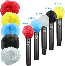 Waziaqoc 100 Pcs Disposable Microphone Hygiene Covers, Non-woven Mix color 