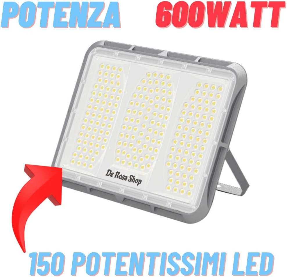 Faro Faretto LED 600W Solare Esterno 150 LED SMD Sensore Crepuscolare - 4