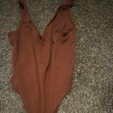 Forever 21 Brown One Piece Women's Bodysuit Size M Solid Opaque