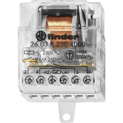 Finder 26.03.8.024.4000 Recessed Pulse Relay 1 NA, 1 NC 24V/AC 10A 2500V