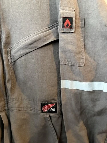 Red Wing Unisex FR Coverall Gray Cotton Canvas Workwear Reflective Pockets image 3