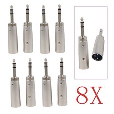8Pcs - 3-Pin XLR Male to 1/4" 6.35mm Stereo Cable Microphone Mic TRS Adapter