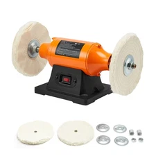 6" Bench Buffer Polisher 1/2 HP 3450RPM for Metal Jewelry Wood Polishing