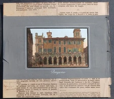 Stampa antica 1891 palmiro premoli Bergamo xilografia colori acquerello veduta