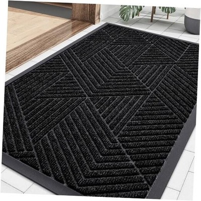  Front Door Mat Outside Irregular Triangle 35'' x 23'' Rectangular Black