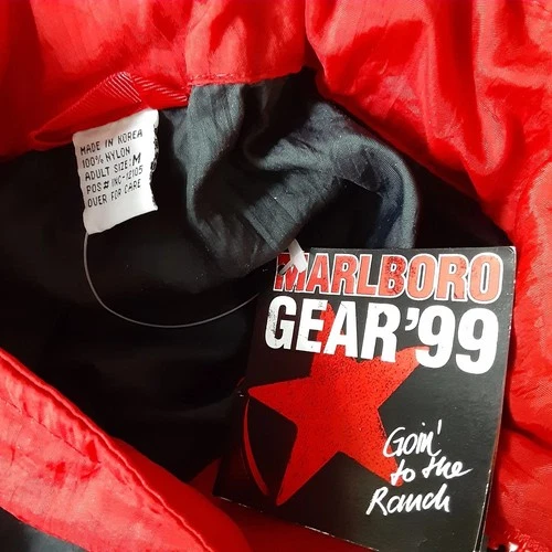 Vintage Marlboro Packable Windbreaker Jacket Adult Medium Red Black Pullover New image 2